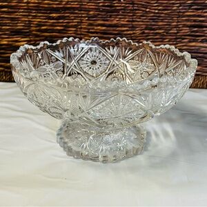 Imperial Clear Glass Pedestal Bowl Vintage